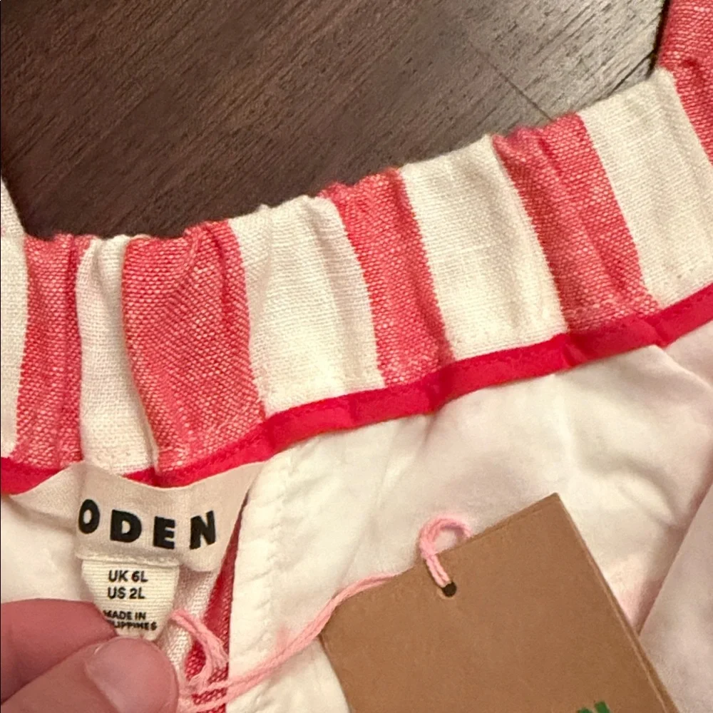 NWT Boden Linen Wide Leg Dulwich Pants in Red & White Stripes - Picture 3 of 5